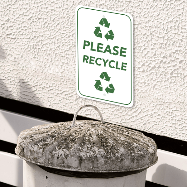 Vertical Please Recycle Sign - alternate view