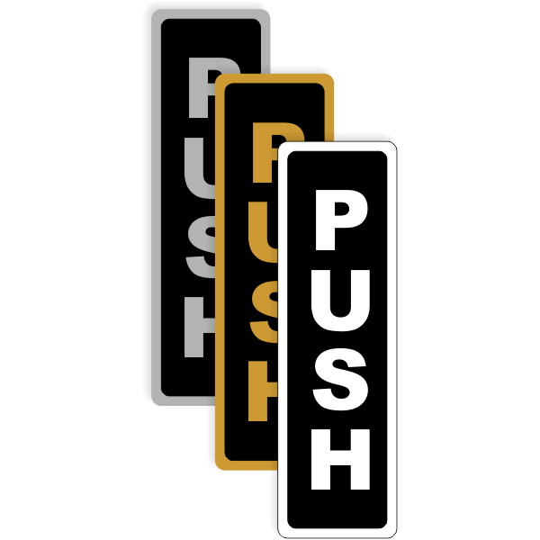 Push Vertical 5" x 1.5" Aluminum Sign - alternate view