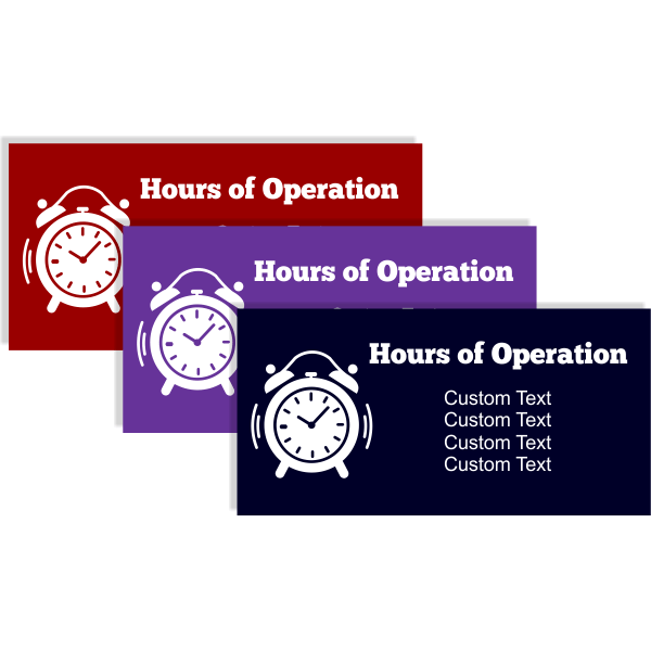 Clock 2' x 4' Hours of Operation Banner  - alternate view