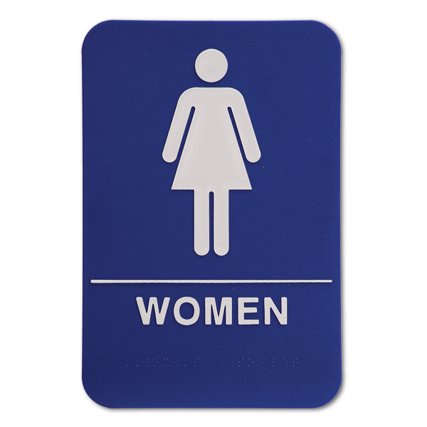 Blue ADA Braille Women's Restroom Sign