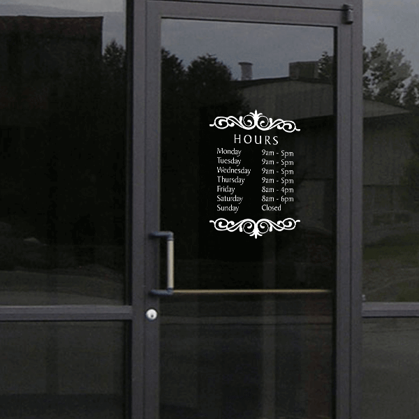 Hours of Operation Die Cut Vinyl Decal | 16" x 12" - alternate view