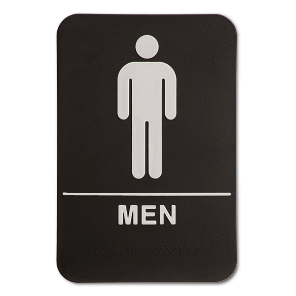 Black Men's ADA Braille Restroom Sign