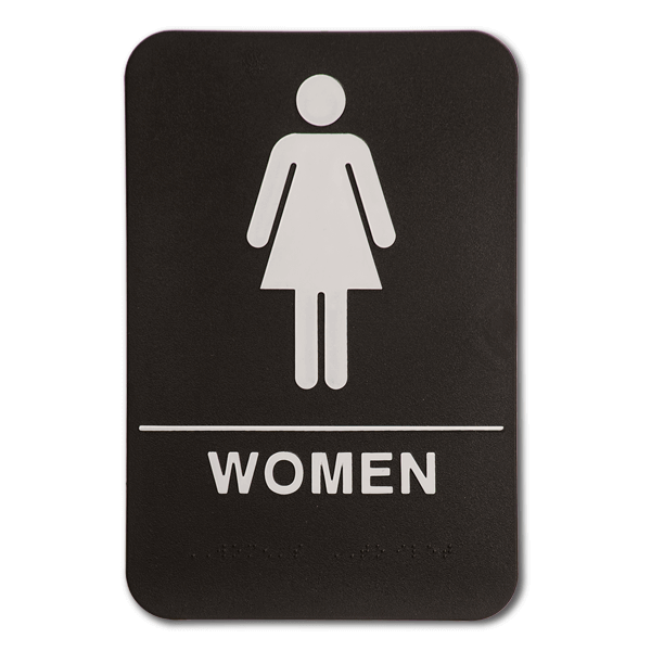Black Women's ADA Braille Restroom Sign | 9" x 6"