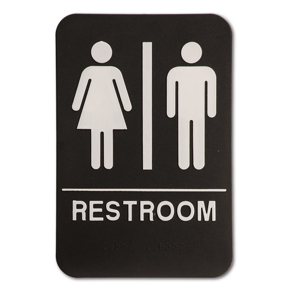 Black Unisex ADA Braille Restroom Sign