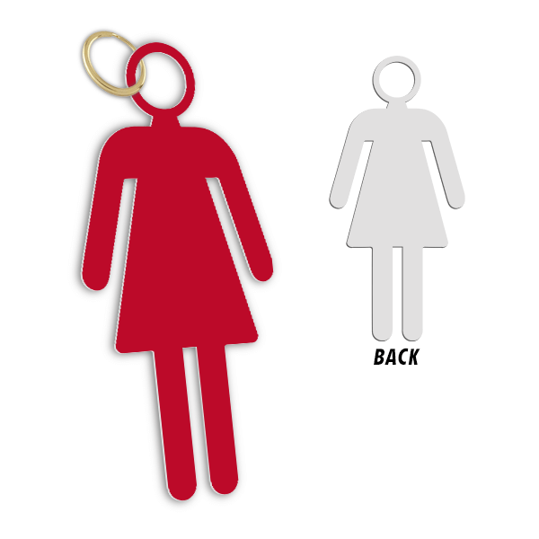 Plastic Female Cutout Bathroom Key Chain - alternate view