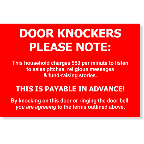 Funny Door Knockers Please Note Engraved Sign