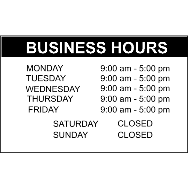 Business Hours - 10" x 16" Engraved Sign - alternate view