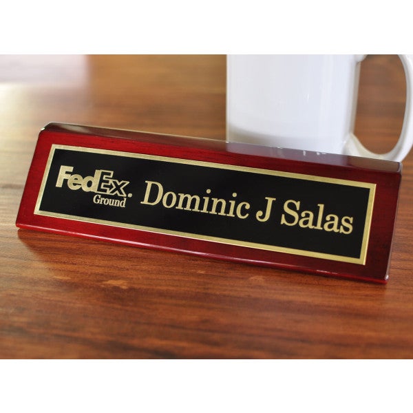 Executive Piano Rosewood 2" x 8" Logo Name Plate - alternate view