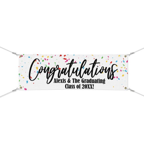 Personalized Confetti 2" x 6" Graduation Banner  - alternate view