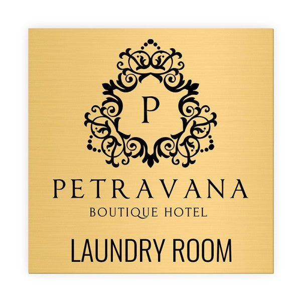 Hotel Example of the Pick Your Size Custom Horizontal Engraved Brass Sign