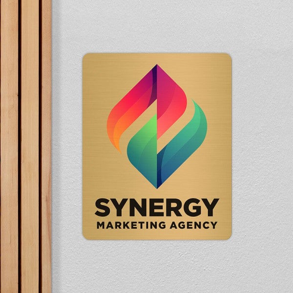 Vertical Full Color 10" x 8" Brass Signs - alternate view