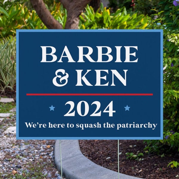Barbie and Ken Funny Political Yard Sign - alternate view