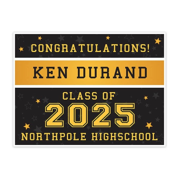 Gold Stars Graduation Yard Sign - alternate view