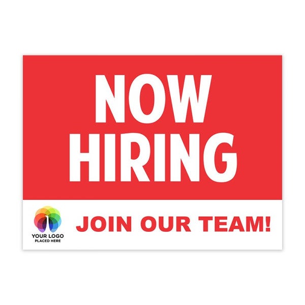 Bold Now Hiring Sign with Custom Logo