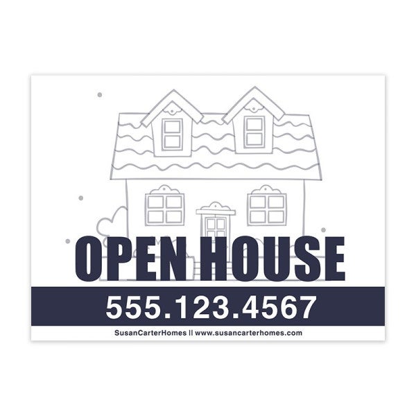 Open House Real Estate Yard Sign with Phone Number