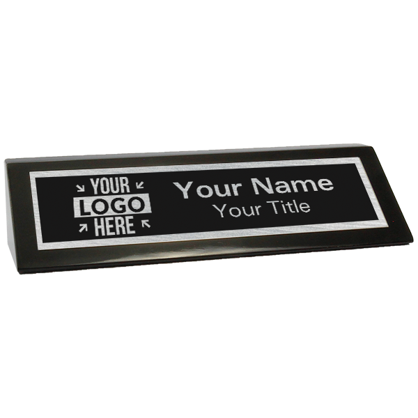 Custom Logo 2" x 8" Black Desk Wedge - alternate view