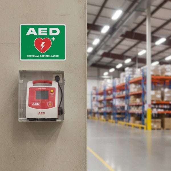 AED Wall Sign with Symbol - Green Design - alternate view
