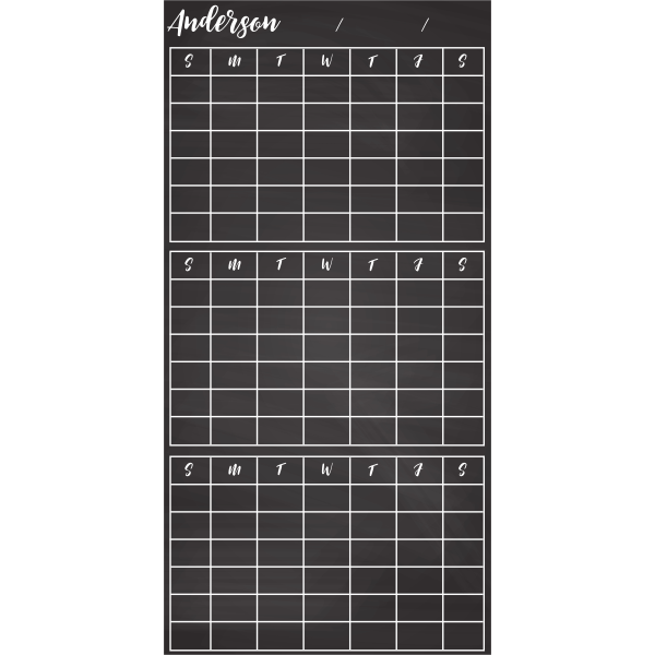 Customized 3-Month Calendar Chalkboard