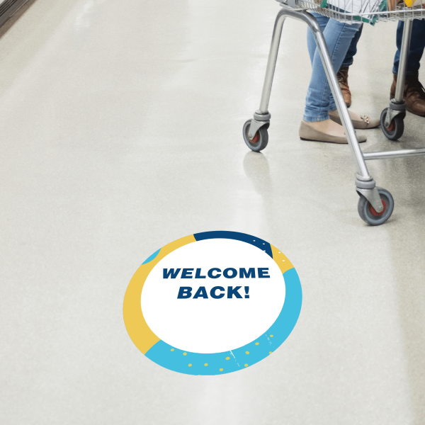 Welcome Back Aqua Set Business Reopening Floor Decal - alternate view