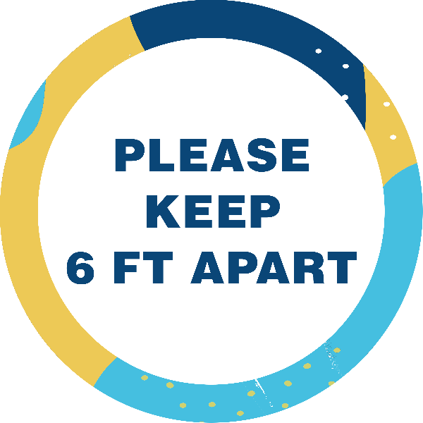 Please Keep 6 Feet Apart Aqua Set Business Reopening Floor Decal