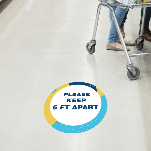 Please Keep 6 Feet Apart Aqua Set Business Reopening Floor Decal - alternate view