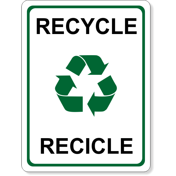 Full Color Bilingual Recycle Sign | 8" x 6"