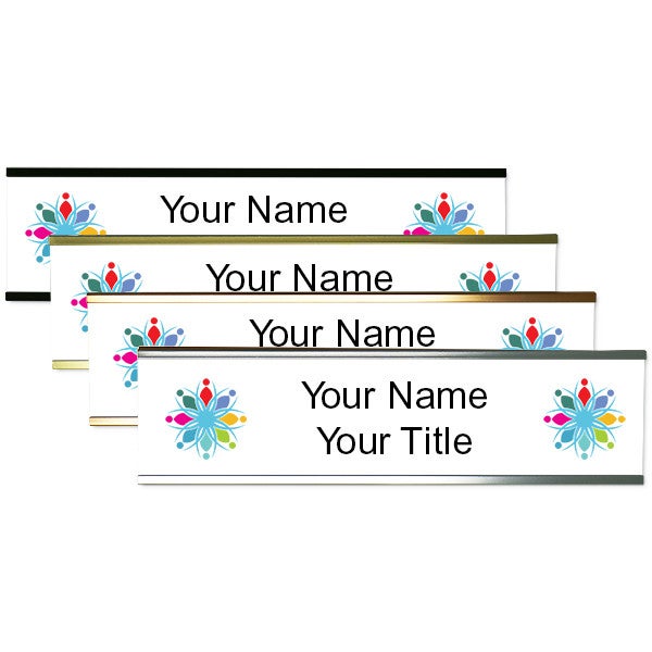 Full Color Desk Plate with Double Logo and Aluminum Holder
