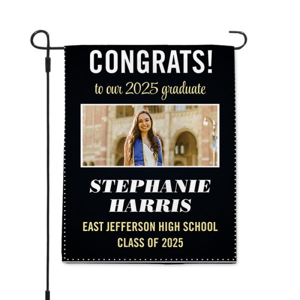 Graduation Elegant Garden Flag pole on left
