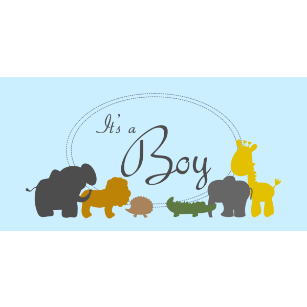 It's a Boy Zoo Animals Baby Shower Banner