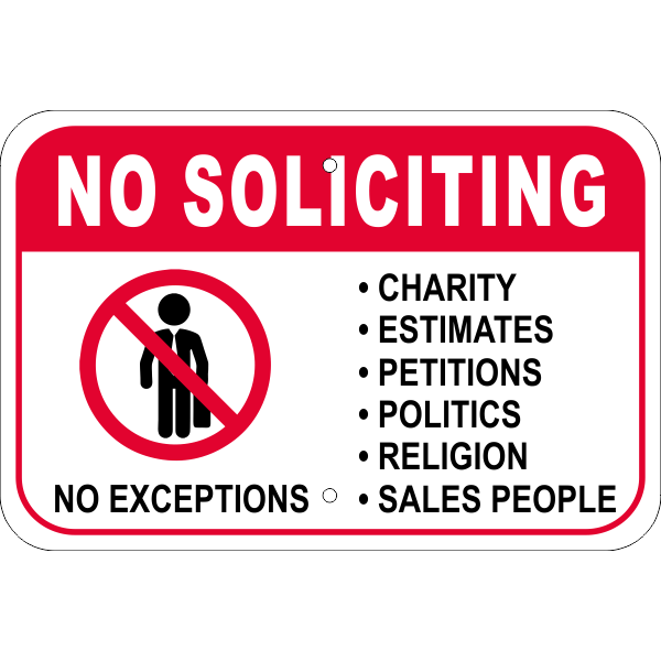No Soliciting Sales Icon Aluminum Sign
