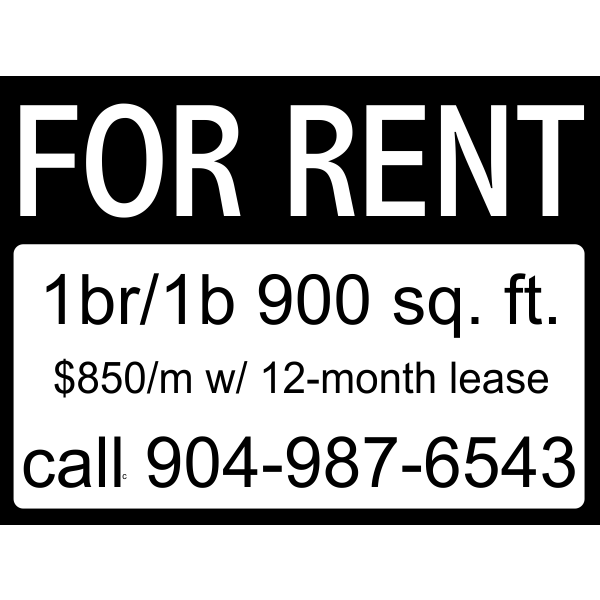 Basic For Rent Sign