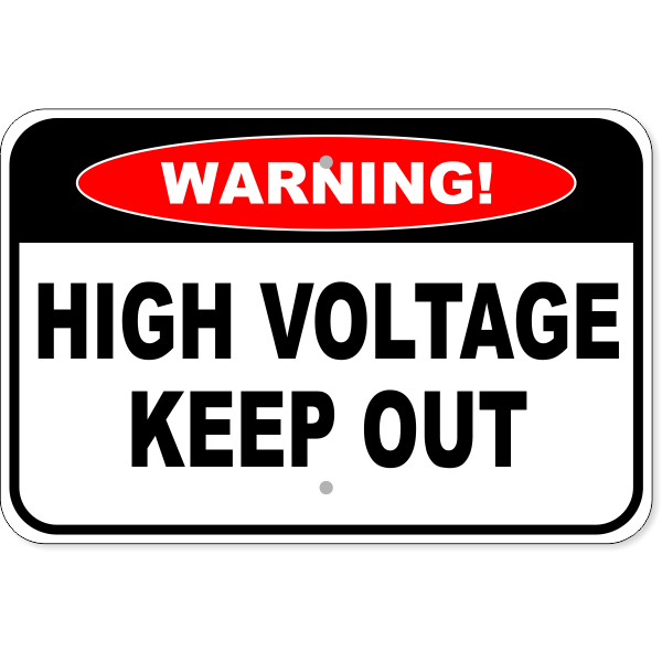Warning High Voltage Aluminum Sign | 12" x 18"