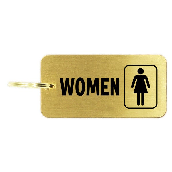 Women's Restroom Icon Brass Key Chain