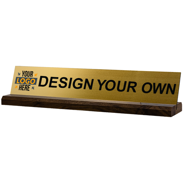 2in x 10in - Full Color Printed Nameplate with Wood Slotted Desk Base 2in x 10in - Full Color Printed Nameplate with Wood Slotted Desk Base