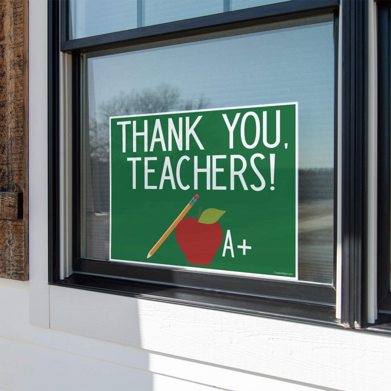 Thank You Teachers Appreciation displayed in a window