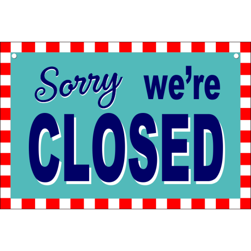 Open Closed Checker Border Vinyl Sign - Closed Side