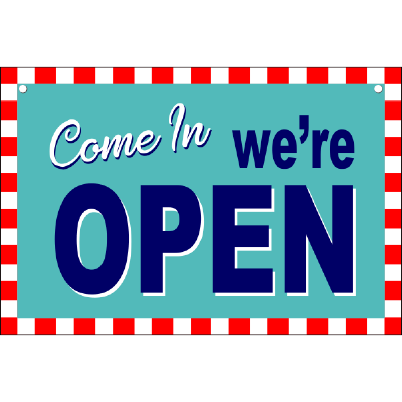 Open Closed Checker Border Vinyl Sign