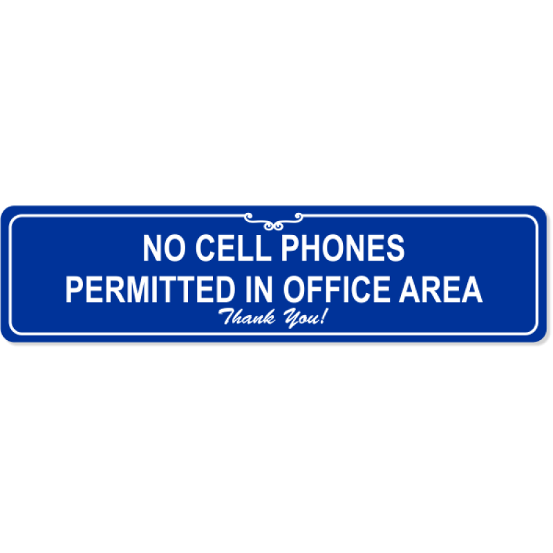 Office Cell Phone Engraved Plastic Sign | 2" x 8"