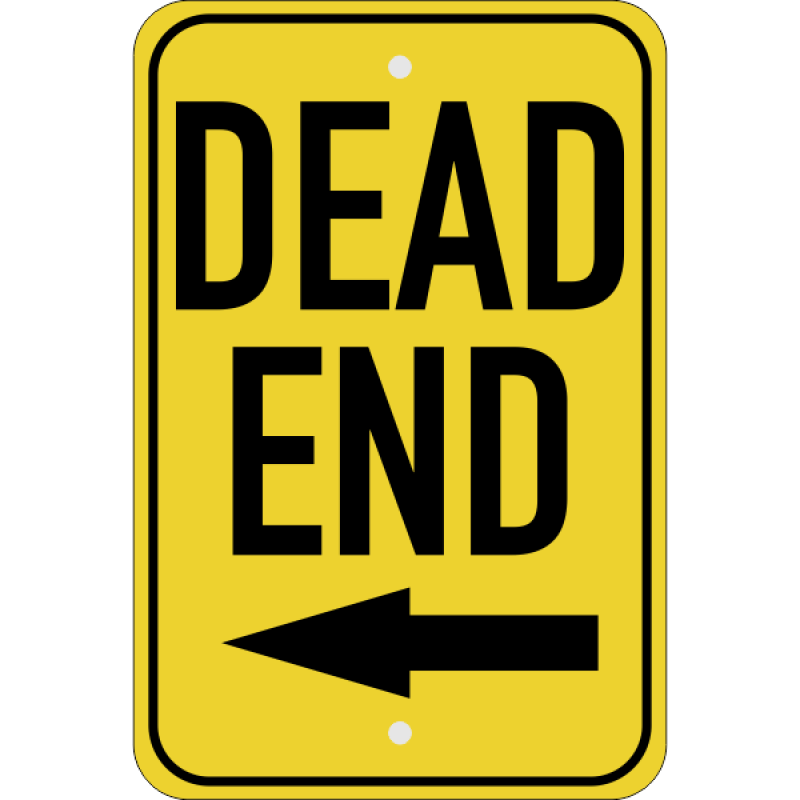 Vertical Left Arrow Dead End Sign