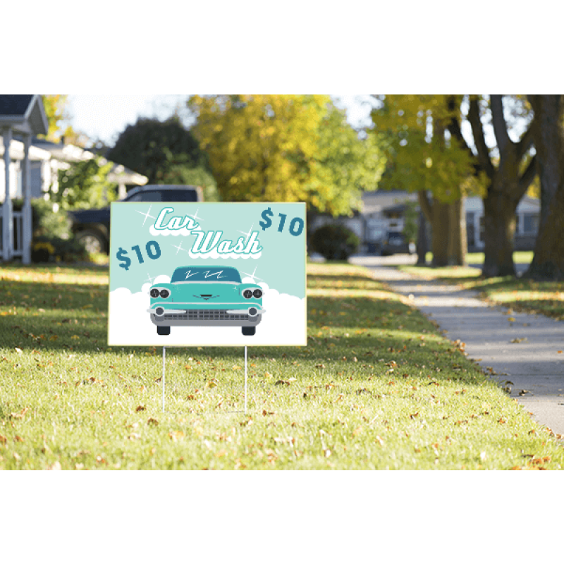 Mounted Vintage Car Wash Sign