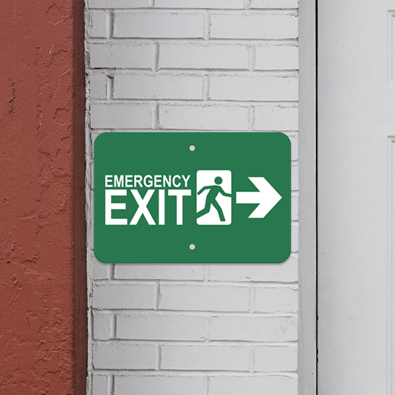 Mounted Horizontal Right Arrow Emergency Exit Sign