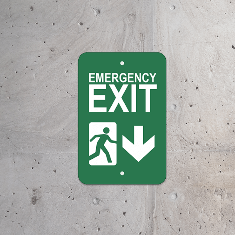 Mounted Vertical Down Arrow Emergency Exit Sign
