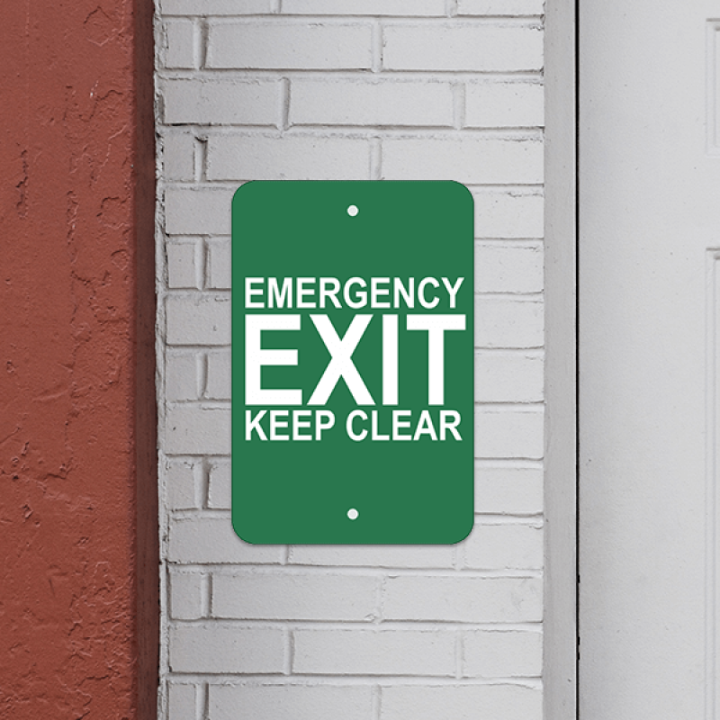Mounted Vertical Keep Clear Emergency Exit Sign