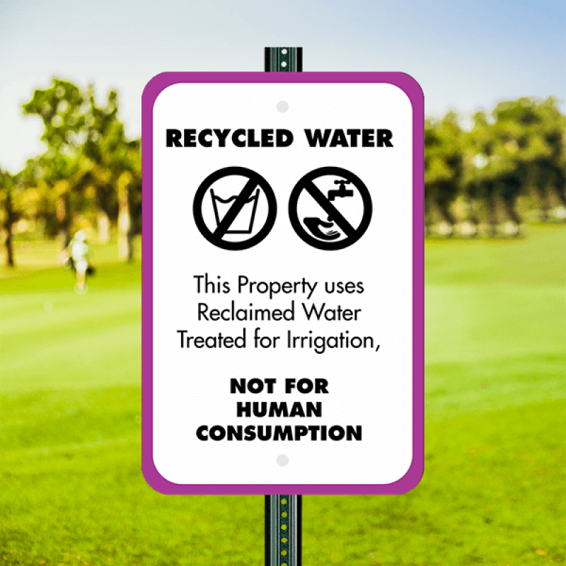 Mounted Vertical Not For Human Consumption Recycled Water Sign