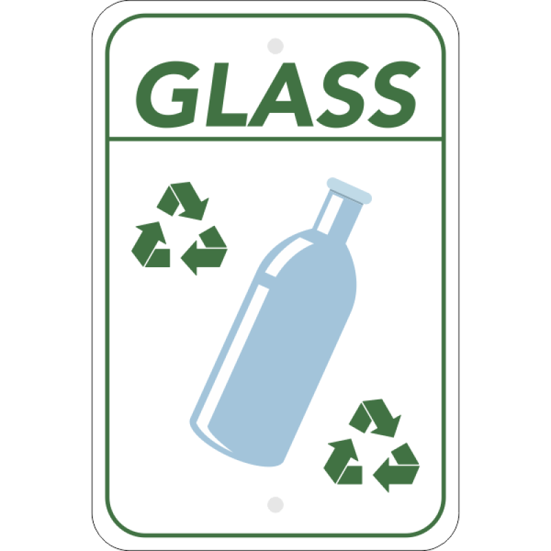 Vertical Glass Recycling Sign