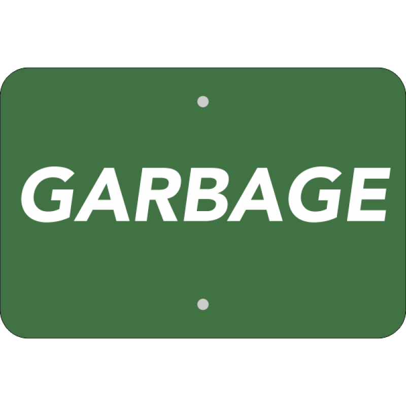 Horizontal Green Garbage Sign