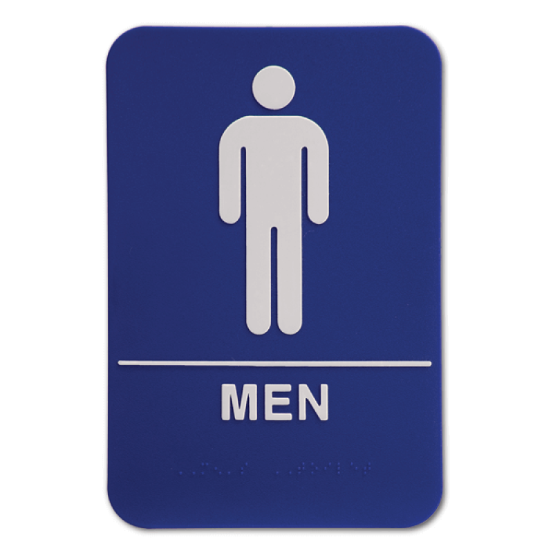 Blue ADA Braille Men's Restroom Sign