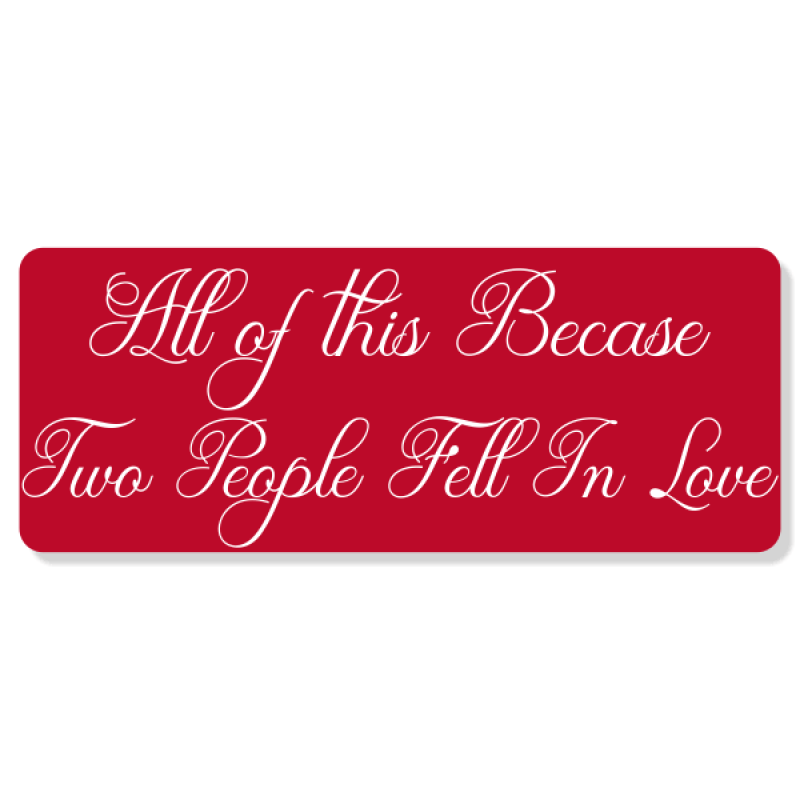 'All of This Because' Anniversary Sign | 4" x 10"
