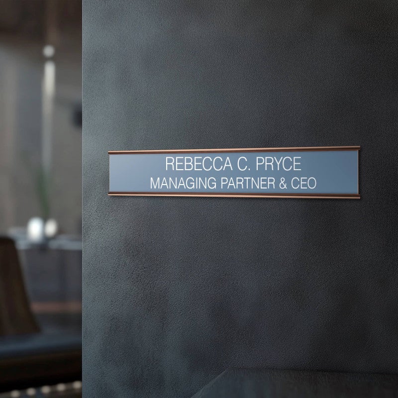2 x 12 rose gold aluminum wall holder for a name plate
