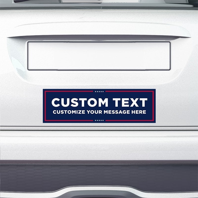 MAGA Custom Trump Bumper Sticker on the bumper of a white car